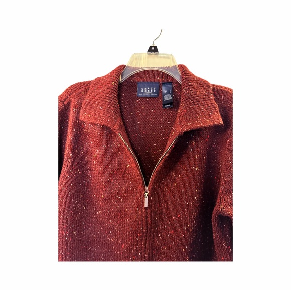 VTG Crazy Horse/liz Claiborne long sleeve zip up cardigan. Maroon. Size Large - Picture 2 of 9